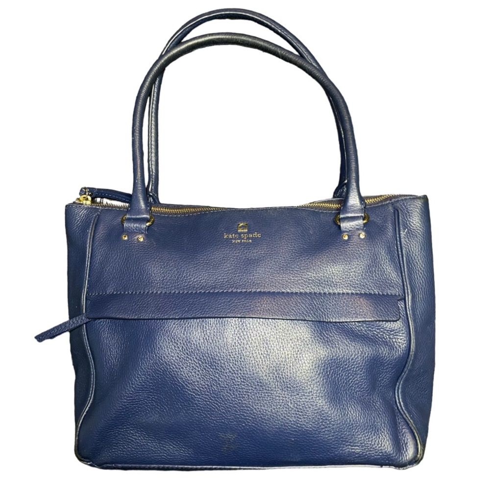 Kate Spade Leather Alida Satchel Tote Handbag Navy